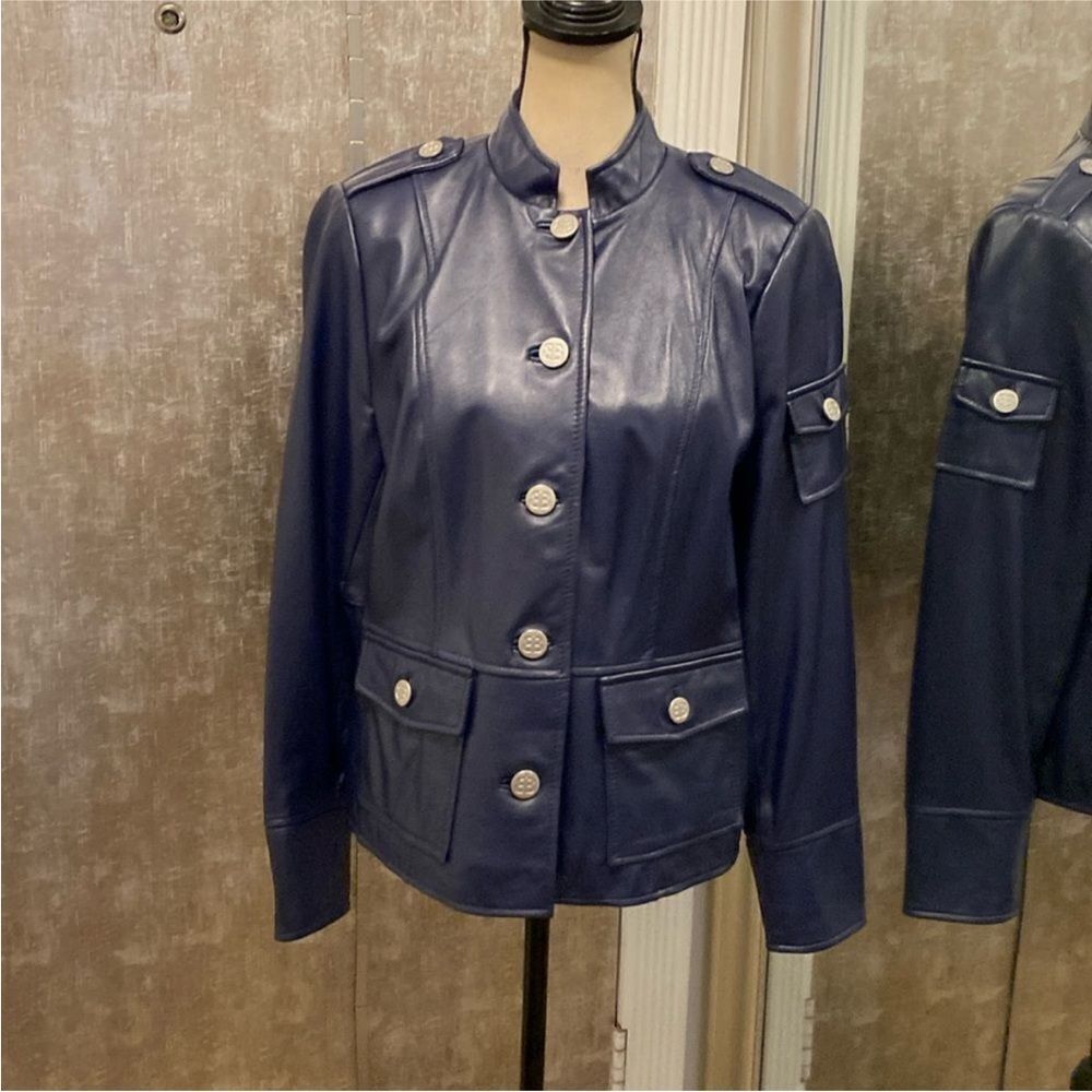 Bradley Bayou Elegant Women's Blue Leather Jacket, S